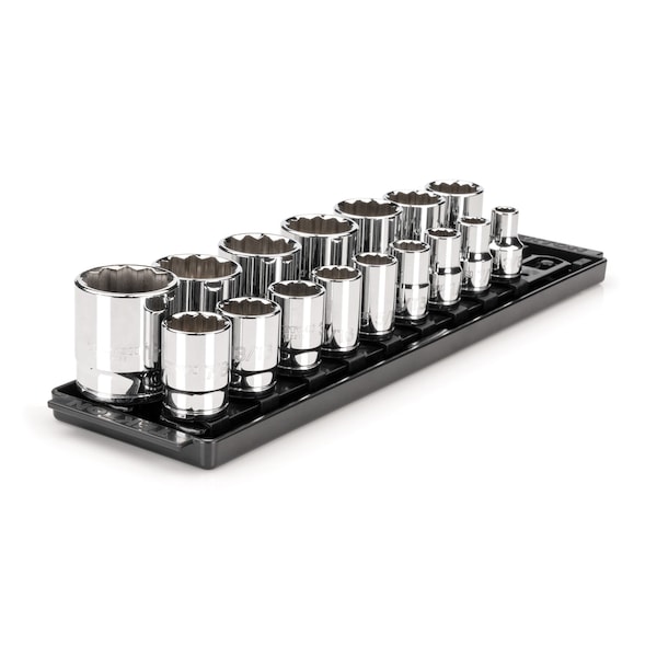 1/2 Inch Drive 12-Point Socket Set with Rails, 16-Piece (3/8-1-5/16 in.)